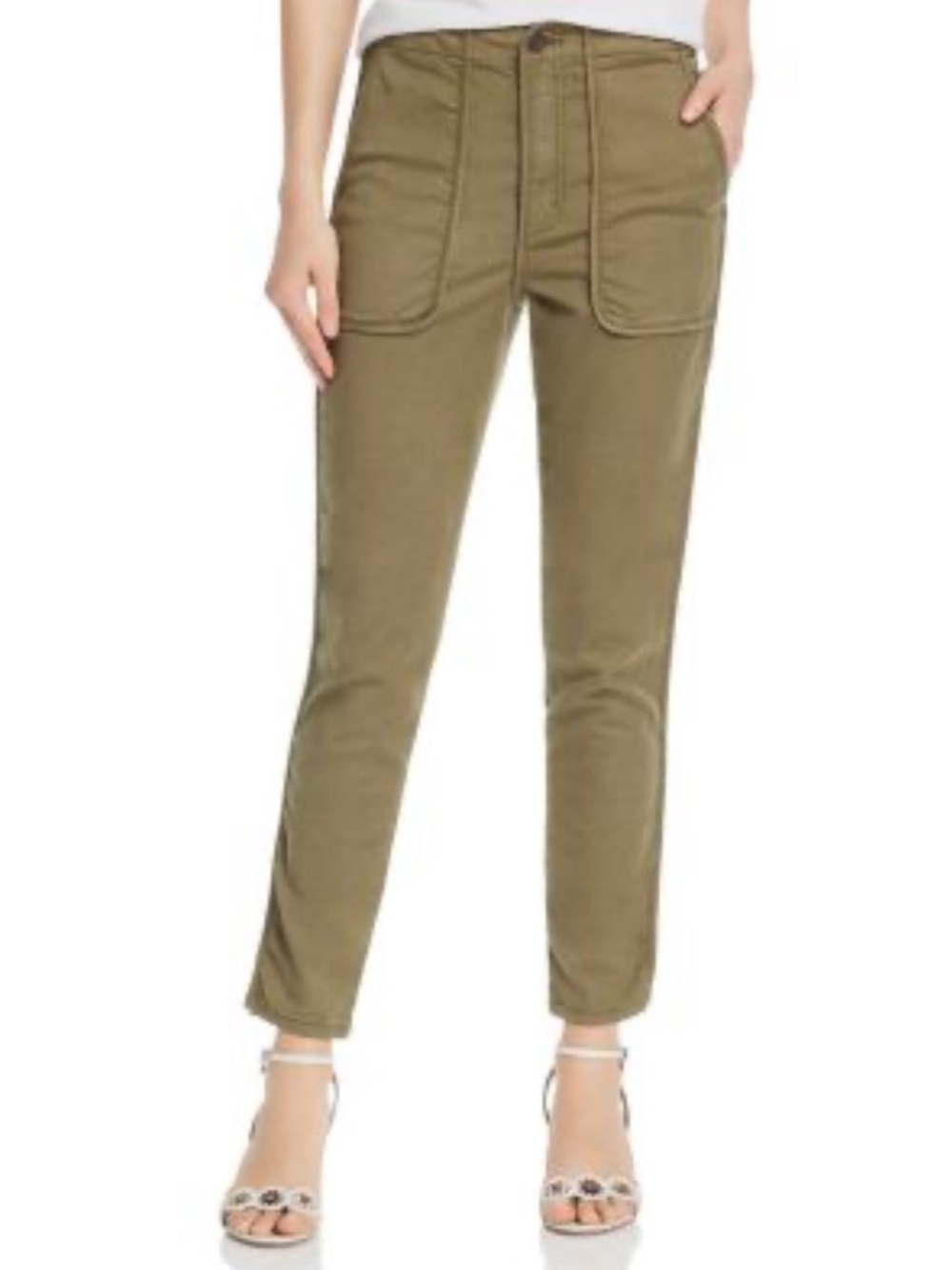Joie Andira Olive Brown Piped Cropped  Pants